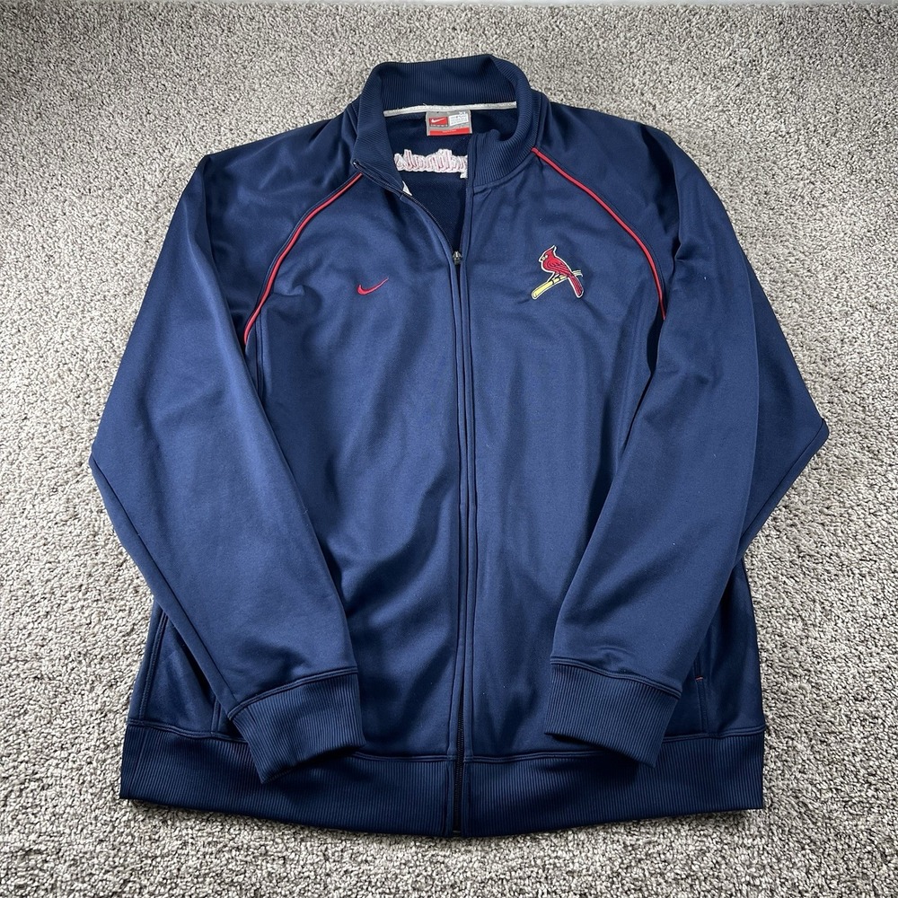 Vintage St Louis Cardinals Nike Sweater Men's XL Full Zip Sweatshirt Script Logo